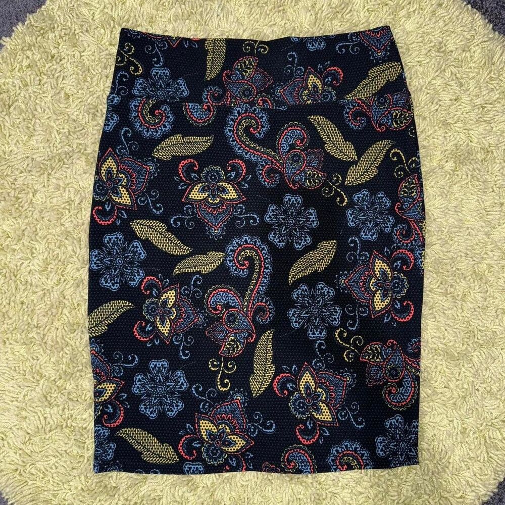 Black and Navy Paisley Pencil Skirt